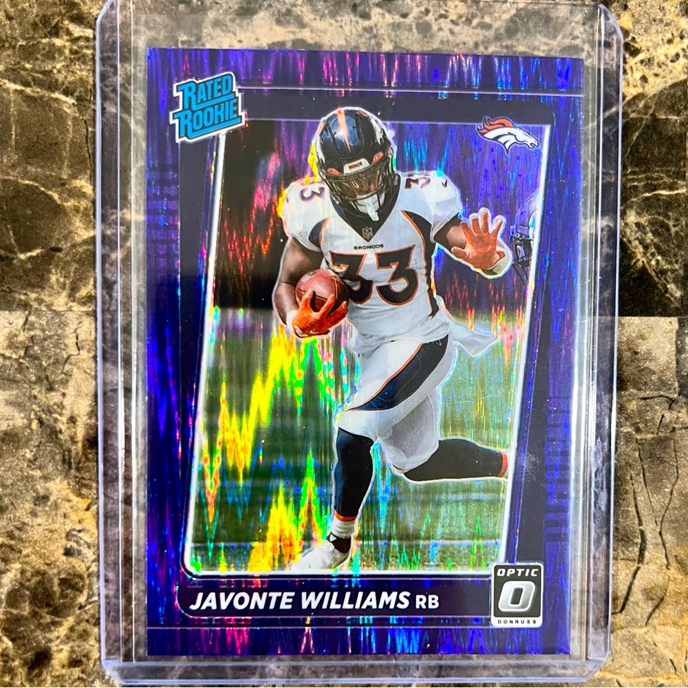 JAVONTE WILLIAMS RATED ROOKIE CARD OPTIC PURPLE HOLO DENVER BRONCOS